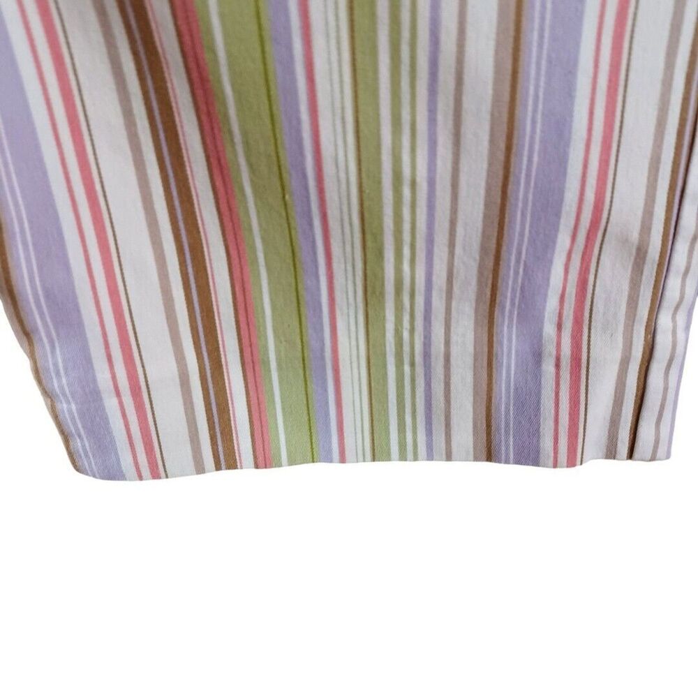 Lizgolf Striped Golf Casual Colorful Stretch Capri Pants White Green Pink Sz 8p - Picture 7 of 8